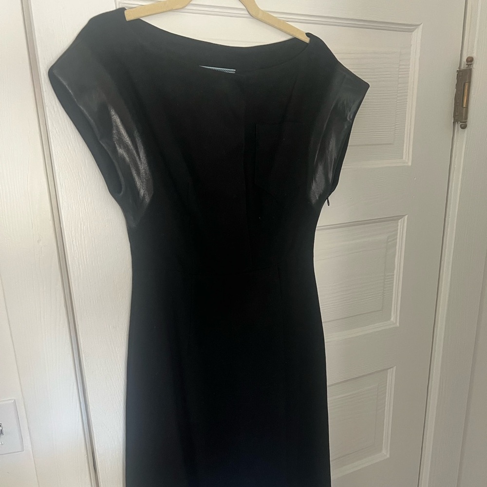 Prada Black Midi Dress with Leather Details